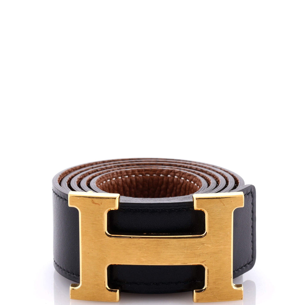 Constance Martelee H Reversible Belt Leather with Brushed Hardware Medium 85