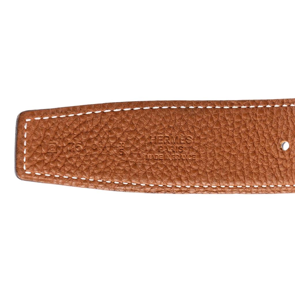 Constance Martelee H Reversible Belt Leather with Brushed Hardware Medium 85
