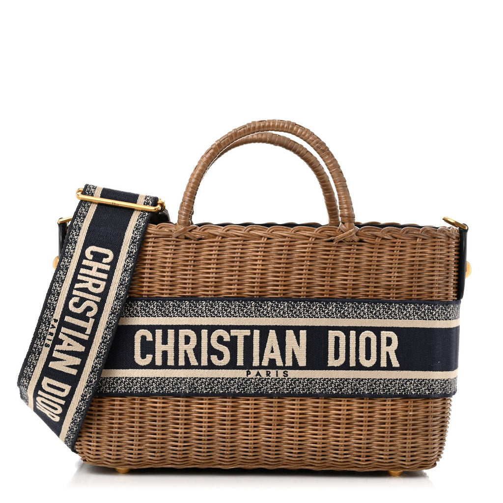 Wicker Oblique Basket Bag Blue