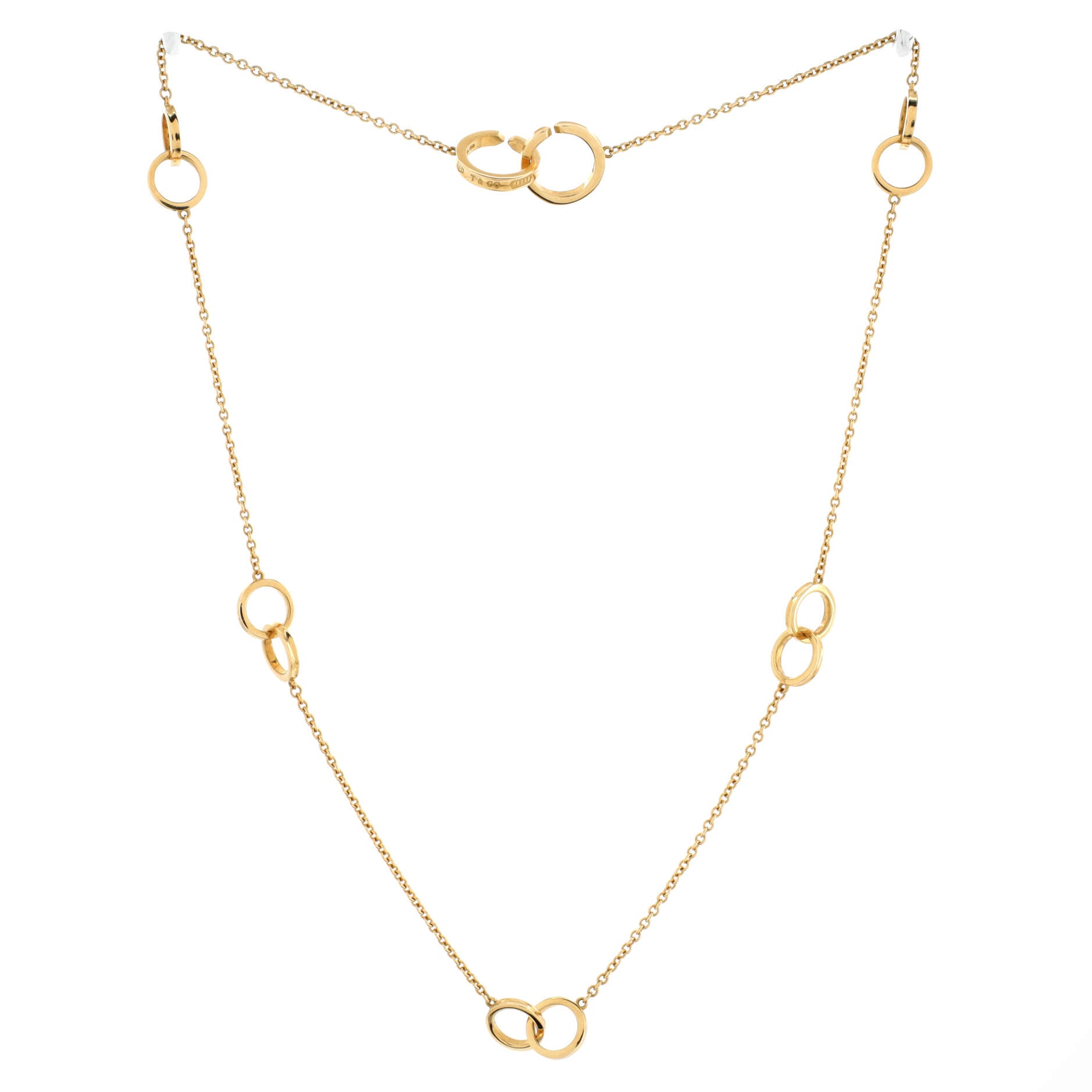 1837 Multiple Interlocking Circles Long Necklace 18K Yellow Gold