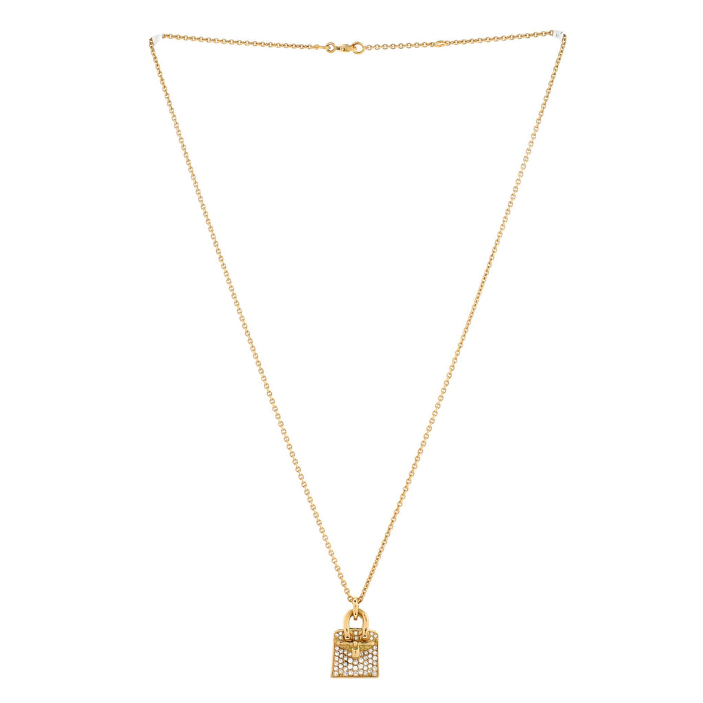 Birkin Amulette NM Pendant Necklace 18K Yellow Gold and Diamonds