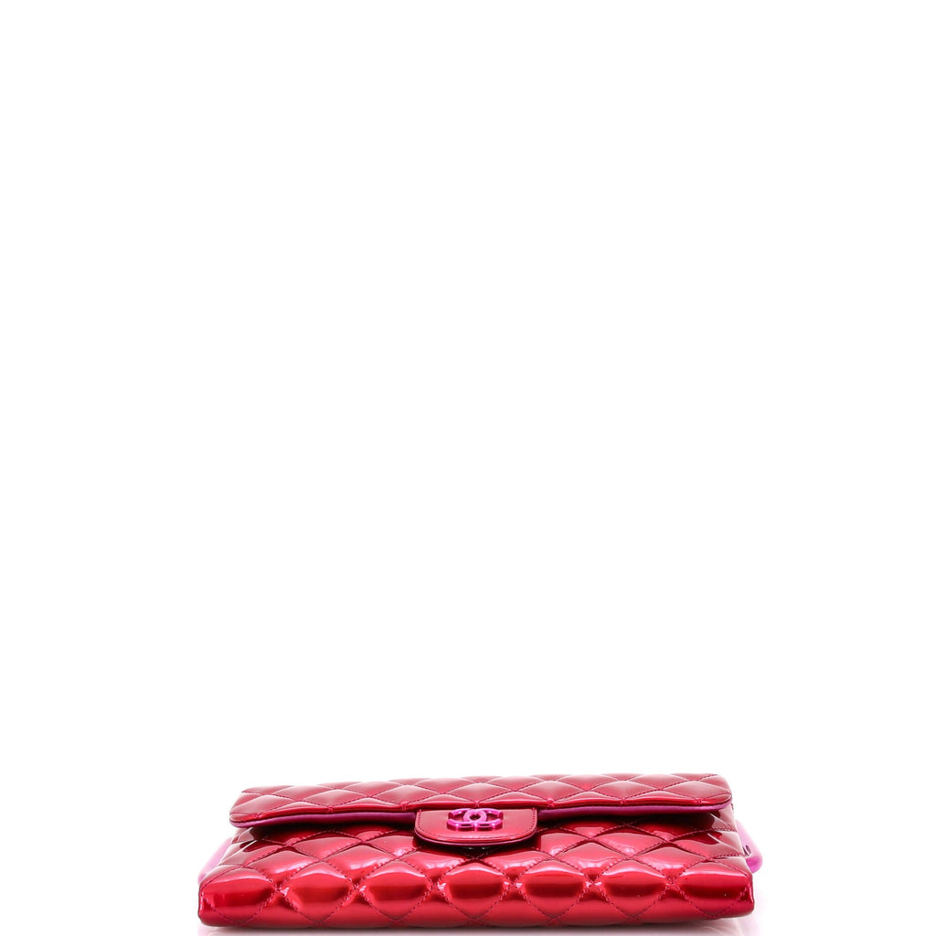 Metal Handle Clutch Quilted Metallic Patent Medium