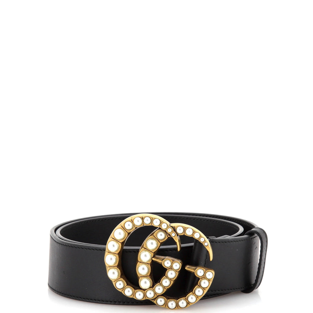 Pearly GG Marmont Belt Leather Wide 80