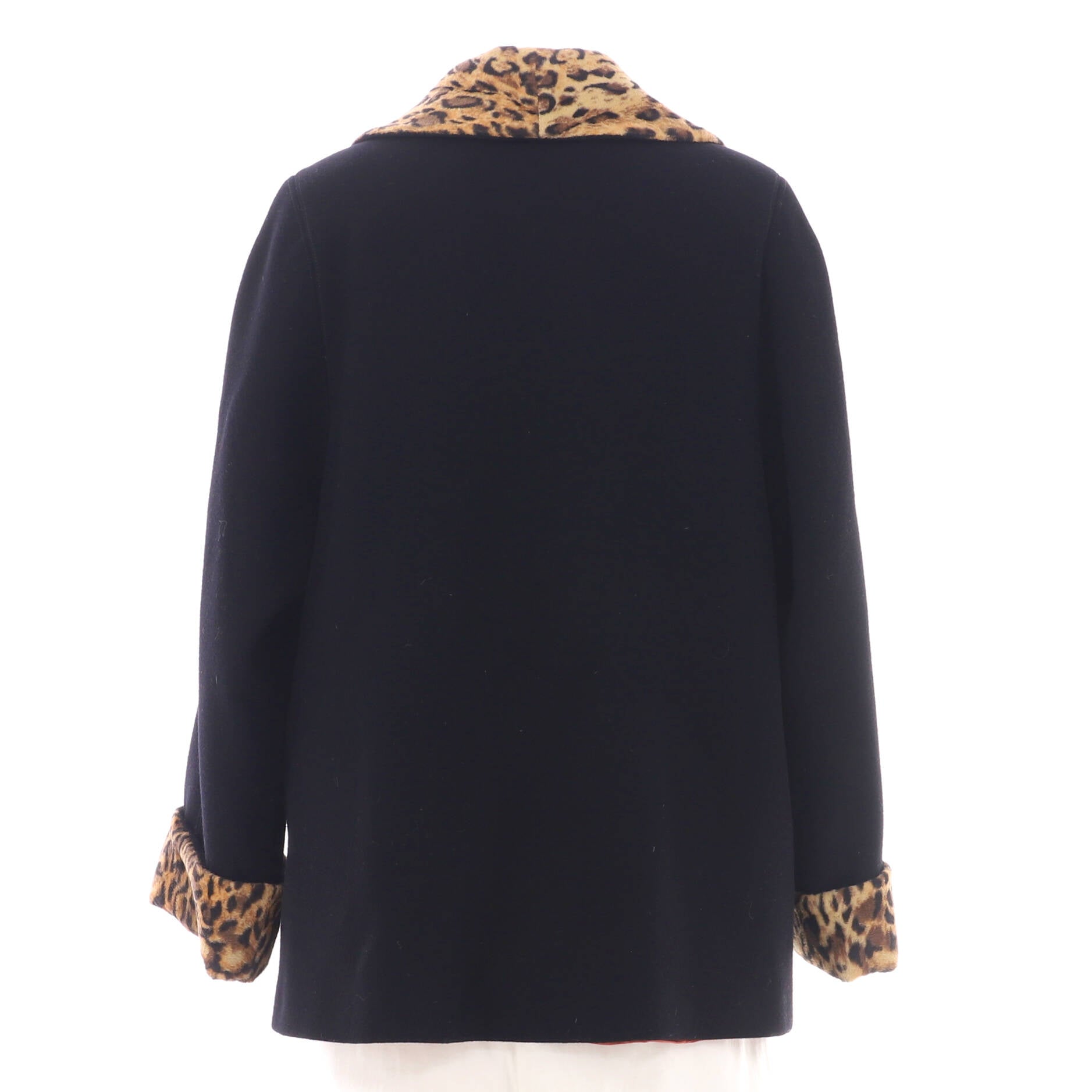 Women's Leopard Panels Coat Wool Blend