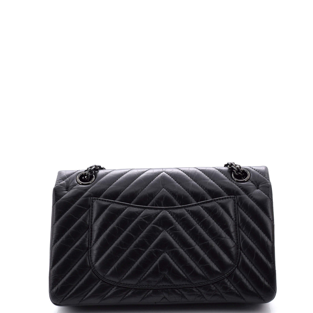So Black Reissue 2.55 Flap Bag Chevron Aged Calfskin 225