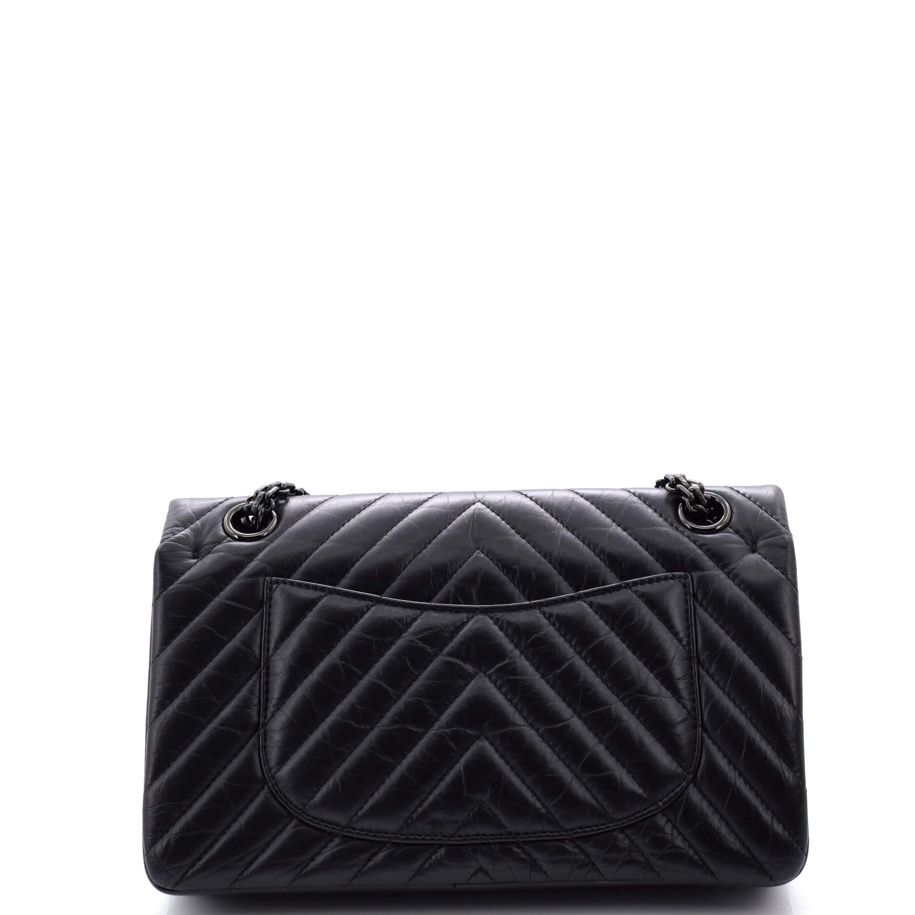 So Black Reissue 2.55 Flap Bag Chevron Aged Calfskin 225