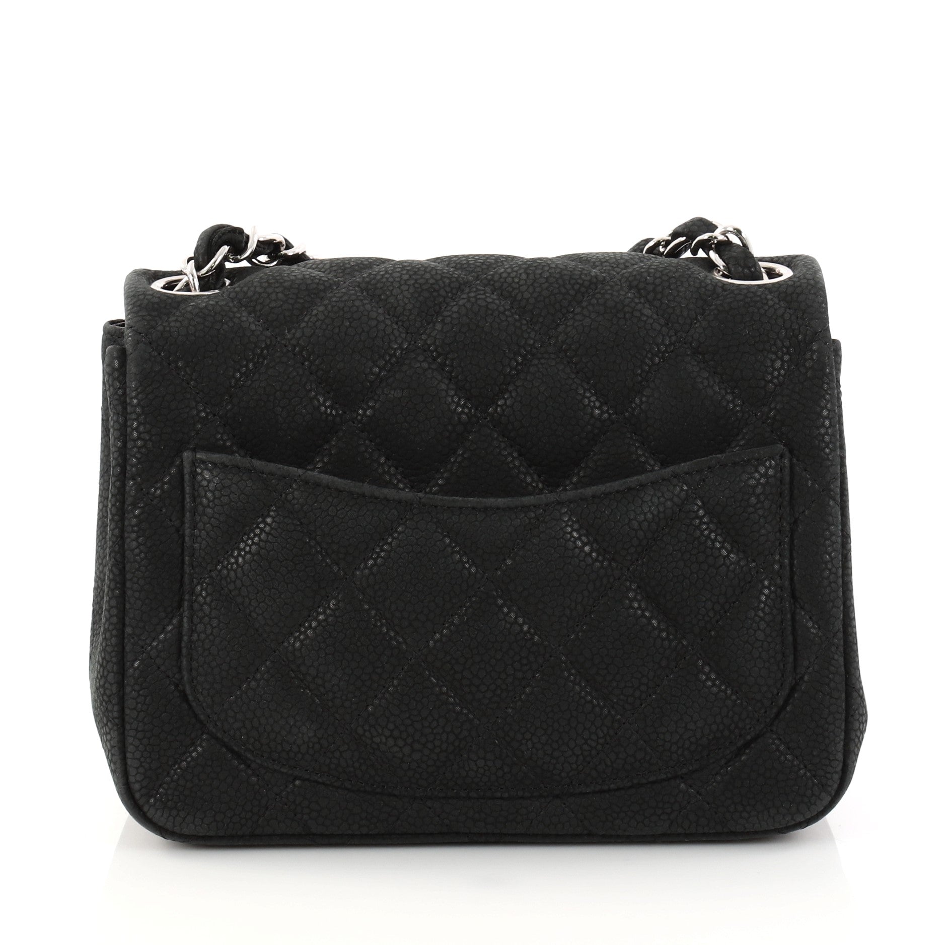Square Classic Single Flap Bag Quilted Matte Caviar Mini