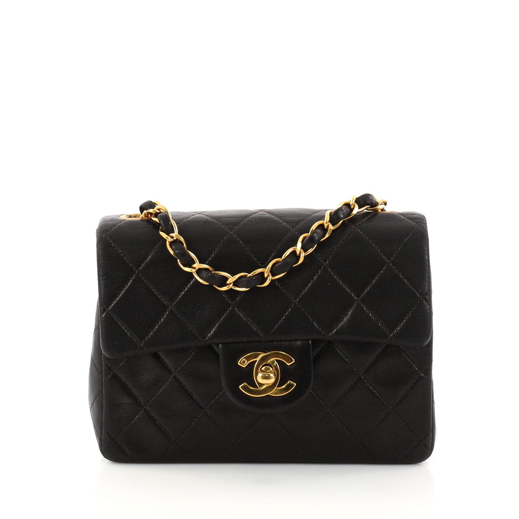 Vintage Square Classic Single Flap Bag Quilted Lambskin Mini