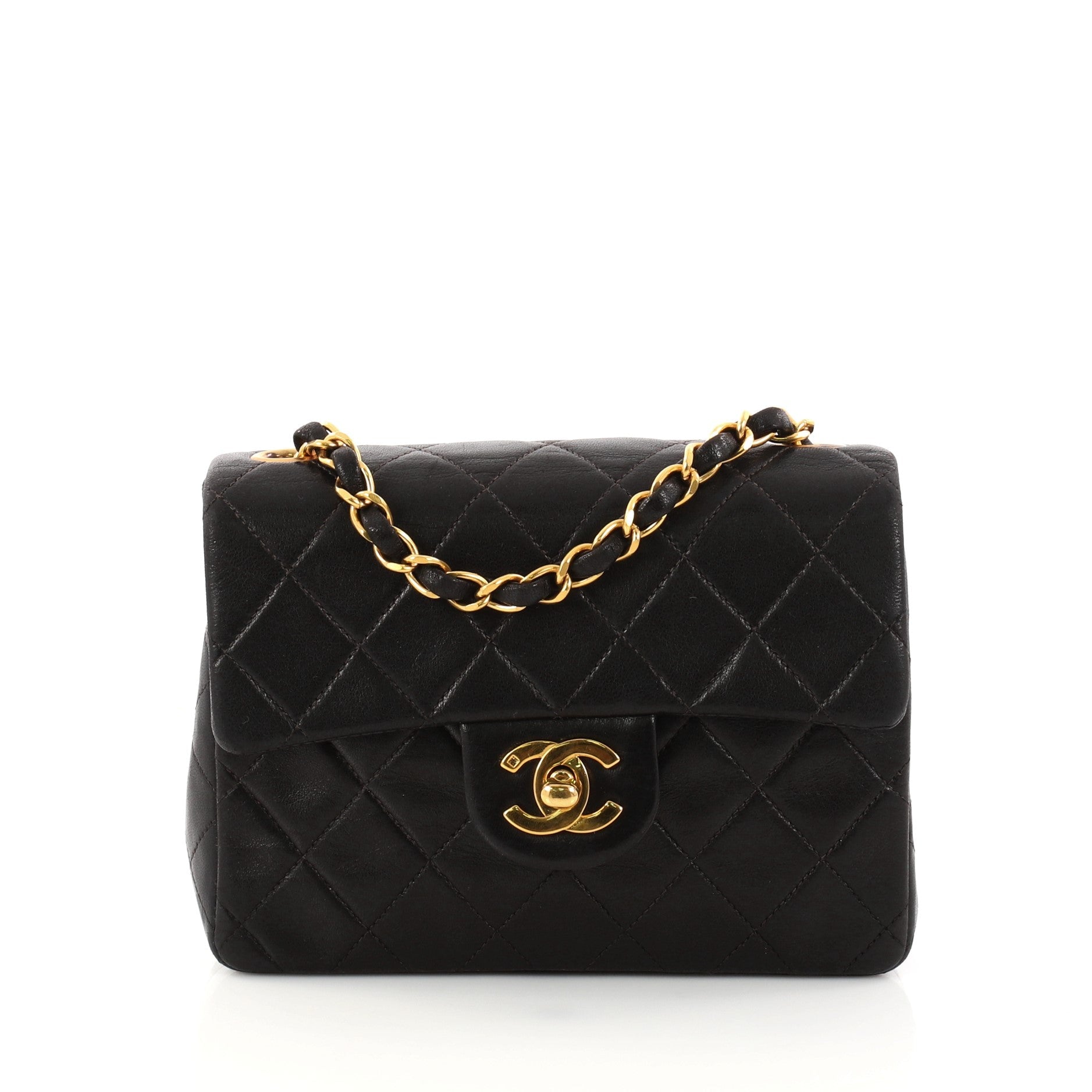 Vintage Square Classic Single Flap Bag Quilted Lambskin Mini