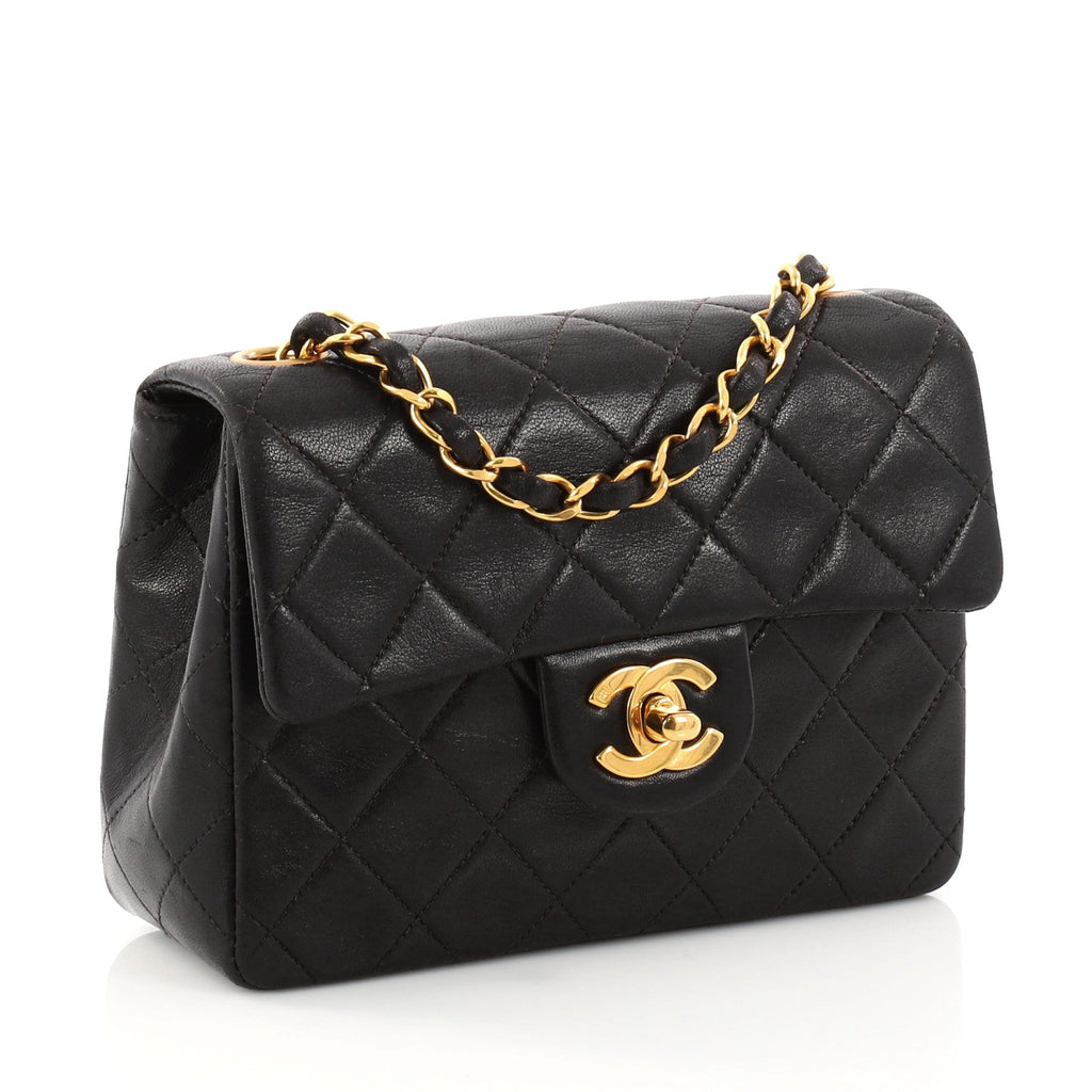 Vintage Square Classic Single Flap Bag Quilted Lambskin Mini