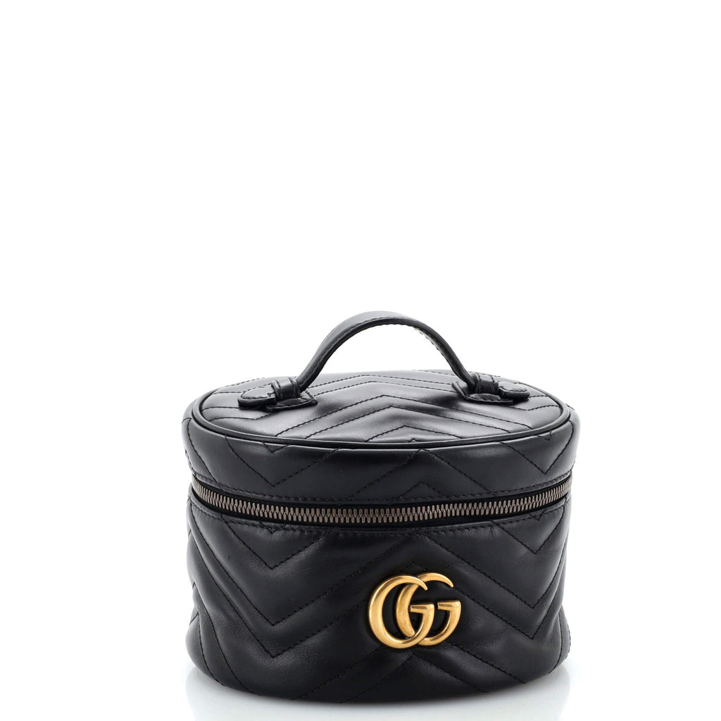 GG Marmont Top Handle Cosmetic Case Matelasse Leather Mini