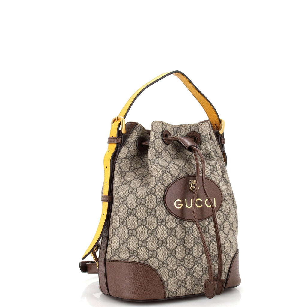 Neo Vintage Drawstring Bucket Backpack GG Coated Canvas Mini