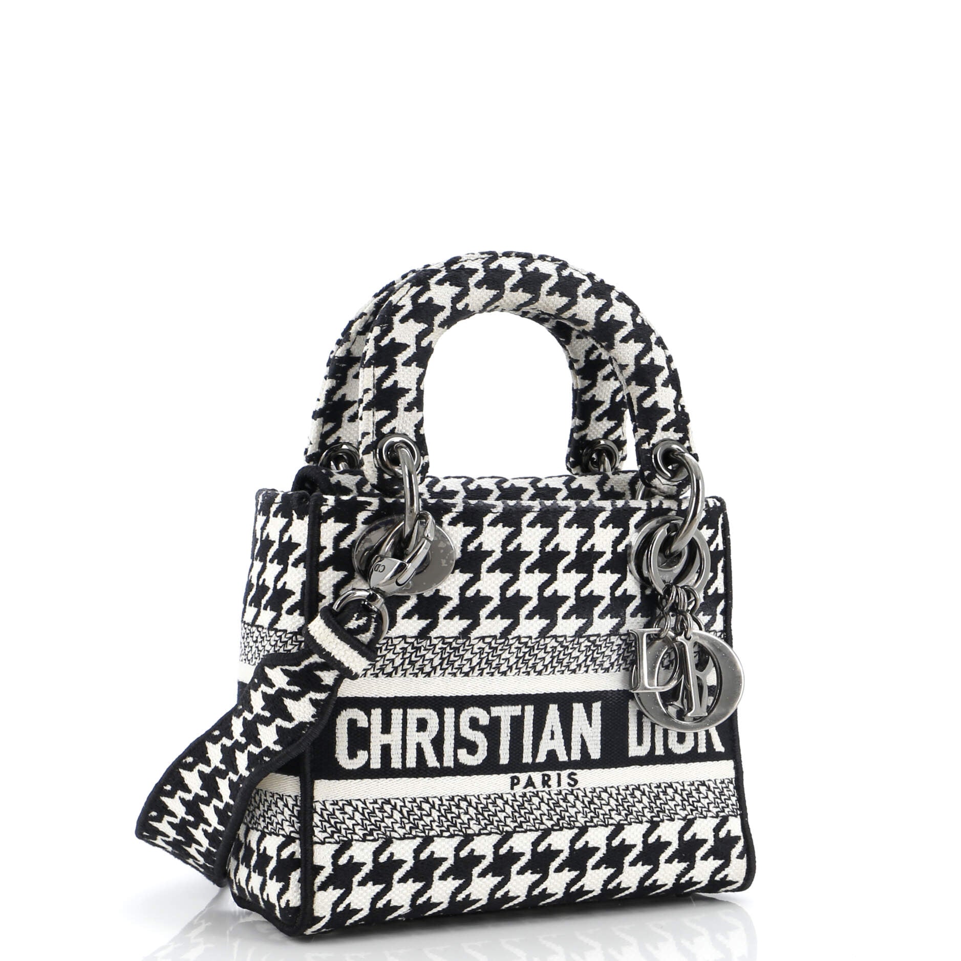 Lady D-Lite Bag Houndstooth Canvas Mini