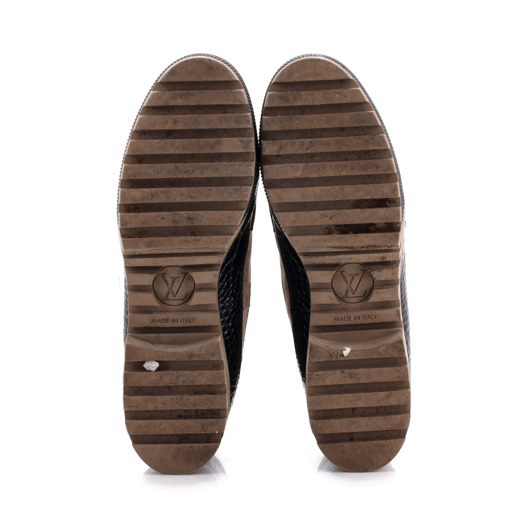 Women's Laureate Platform Desert Boots Suede with Monogram Canvas and Crocodile