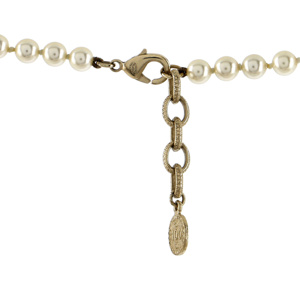 CC 100th Anniversary Short Necklace Metal with Faux Pearls and Crystals