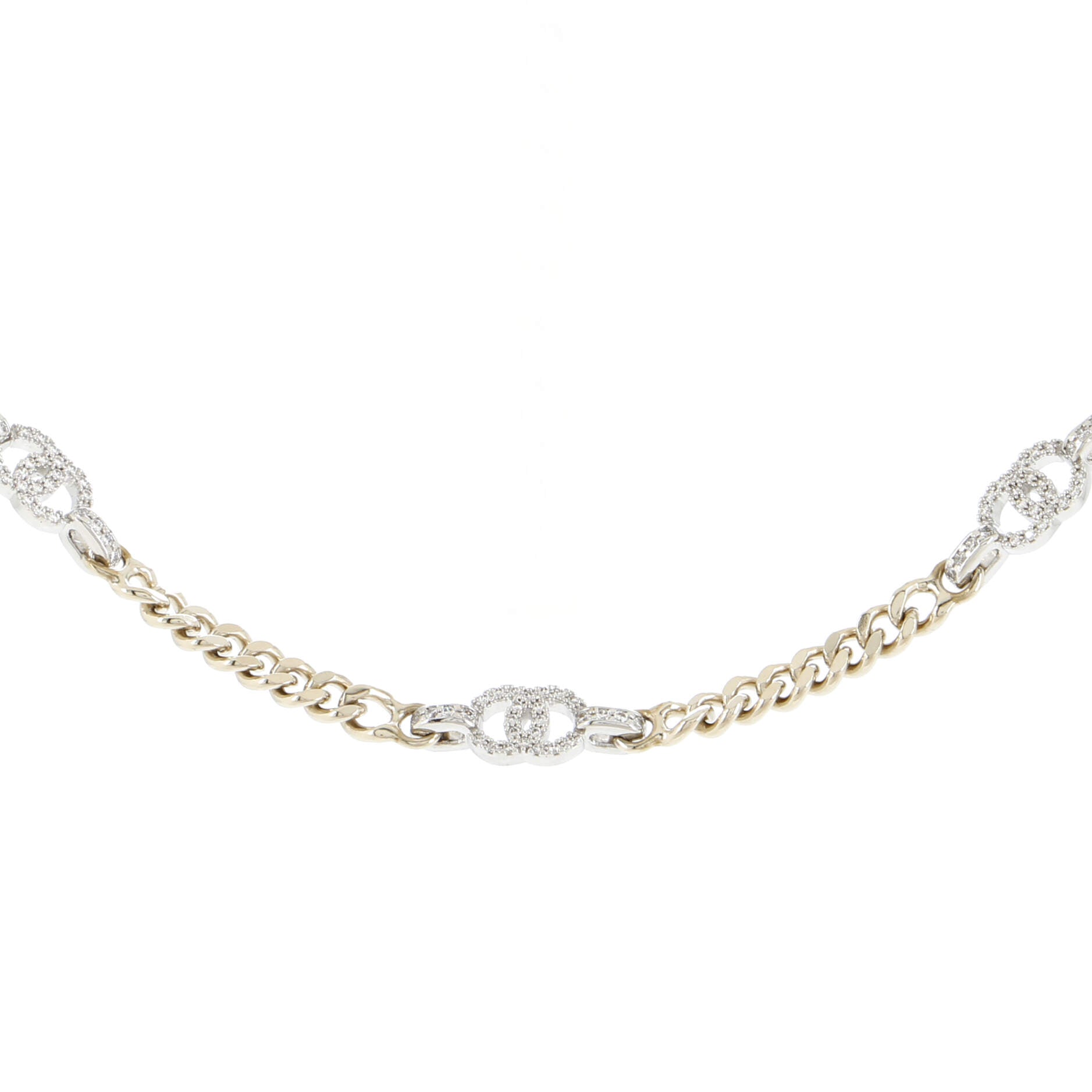 CC Station Chain Link Belt Metal with Crystals 70