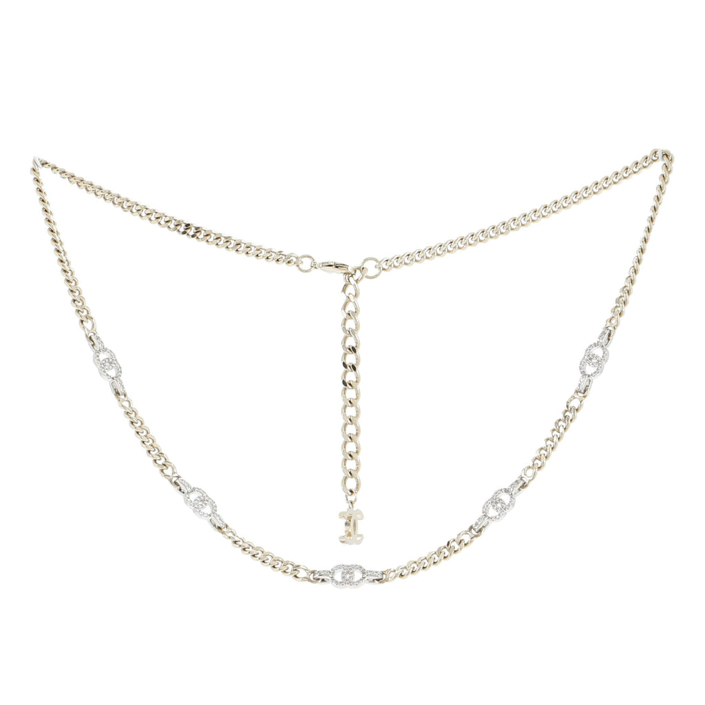 CC Station Chain Link Belt Metal with Crystals 70
