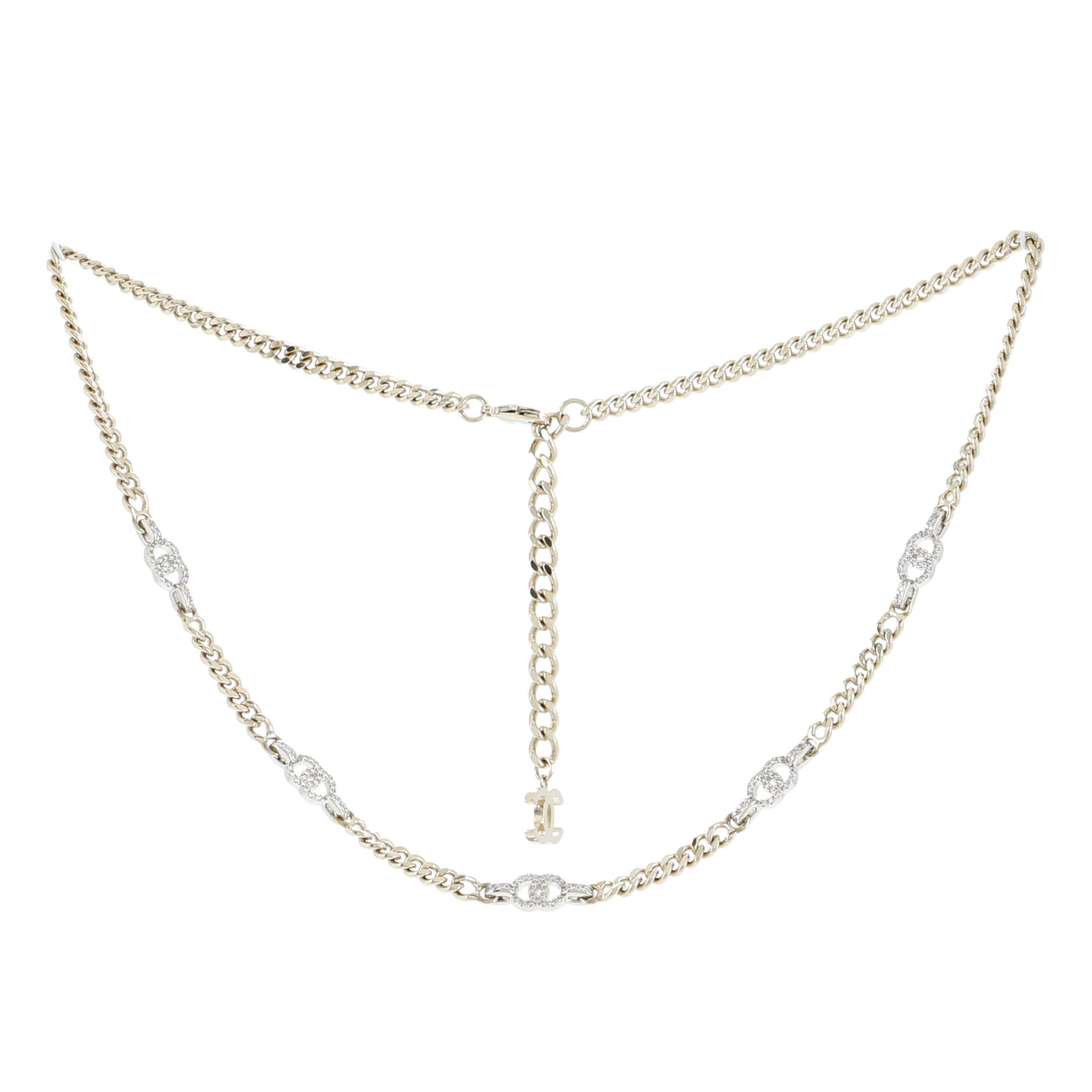 CC Station Chain Link Belt Metal with Crystals 70