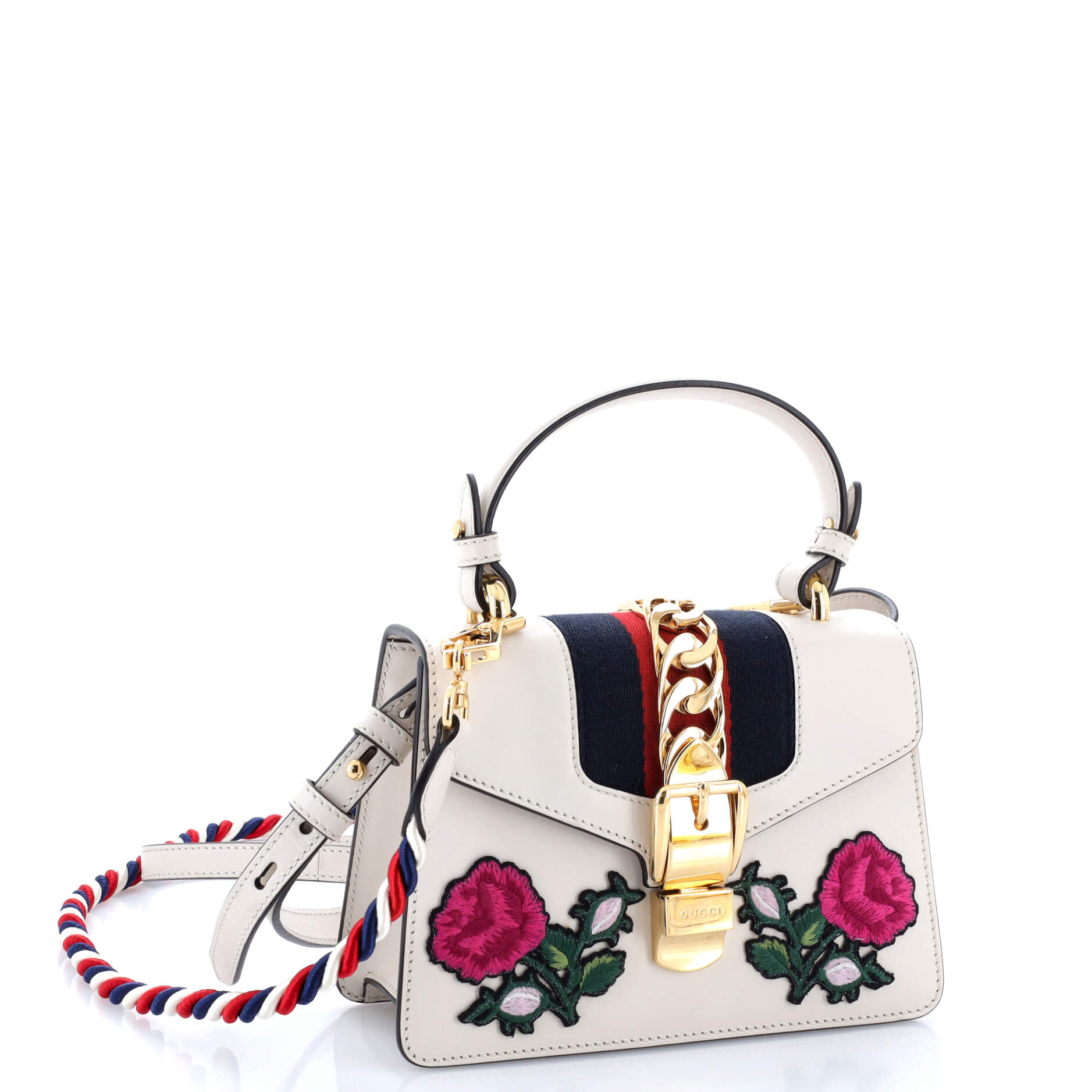 Sylvie Top Handle Bag Embroidered Leather Mini