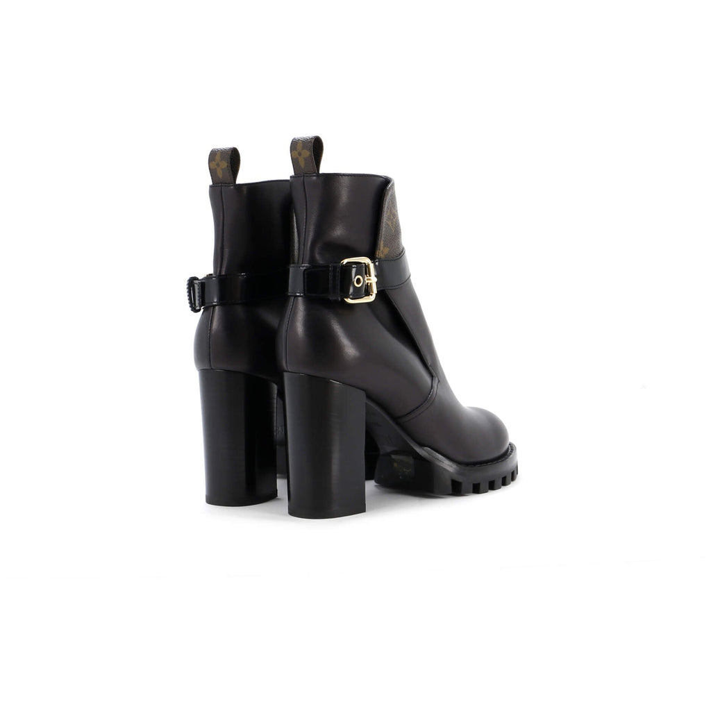 Women's Star Trail Buckle Ankle Boots Leather with Monogram Canvas