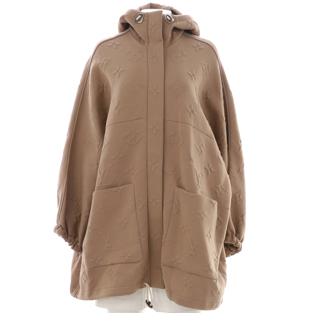 Women's Hooded Zip Parka 3D Monogram Cotton and Polyamide Blend