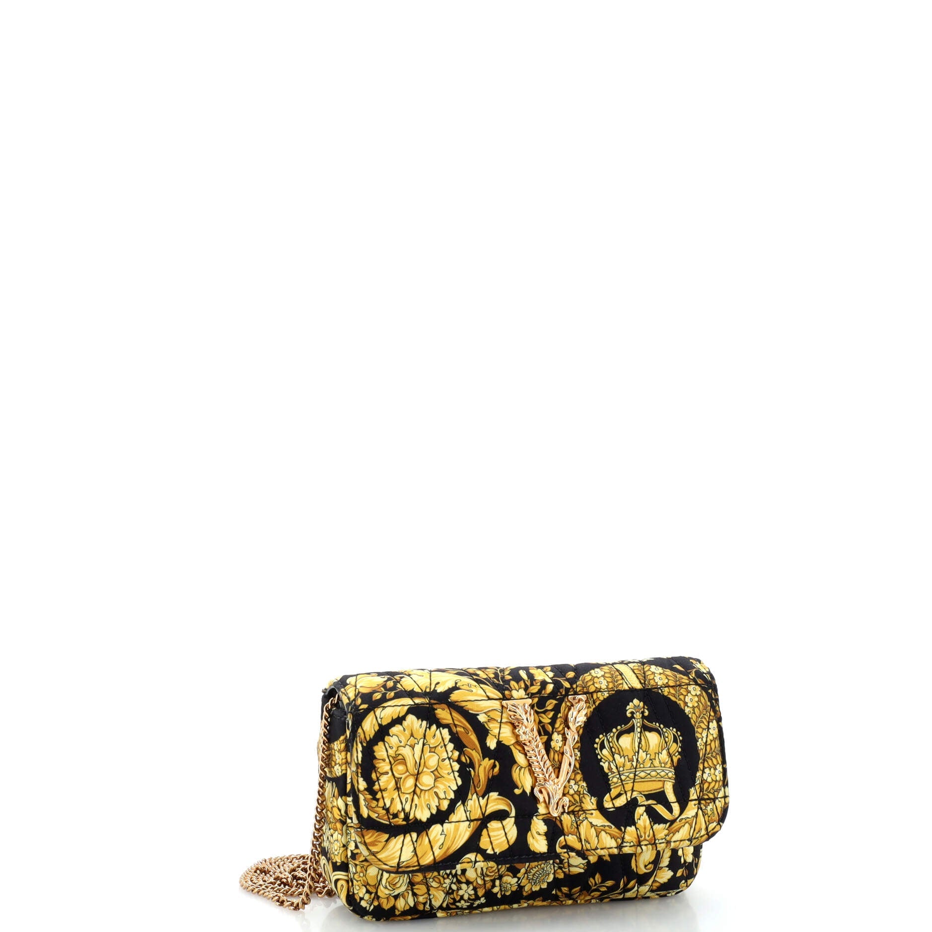 Virtus Flap Crossbody Bag Quilted Barocco Print Silk Mini