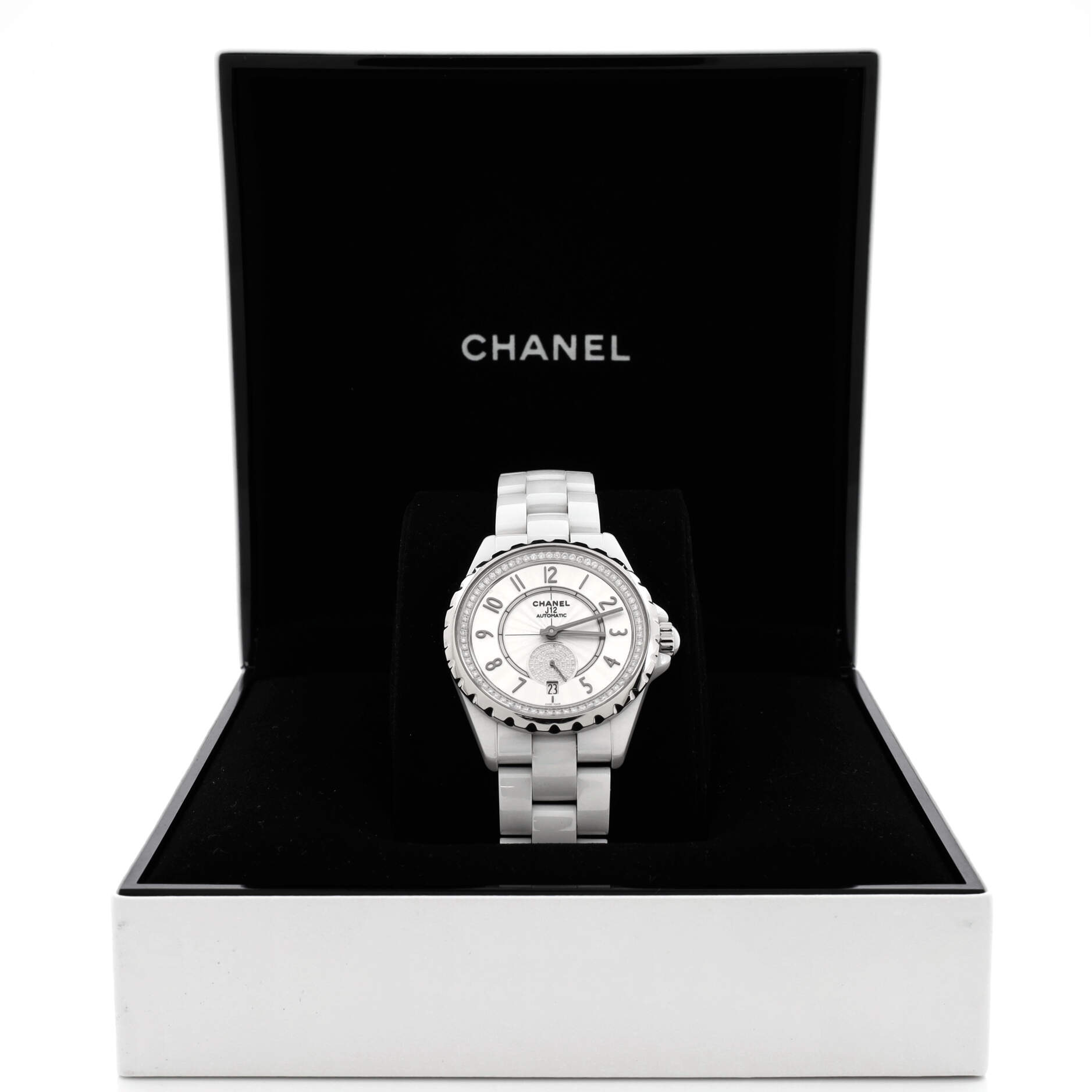 J12-365 Automatic Watch Ceramic and Stainless Steel with Diamond Bezel and Seconds Sub-Dial 36