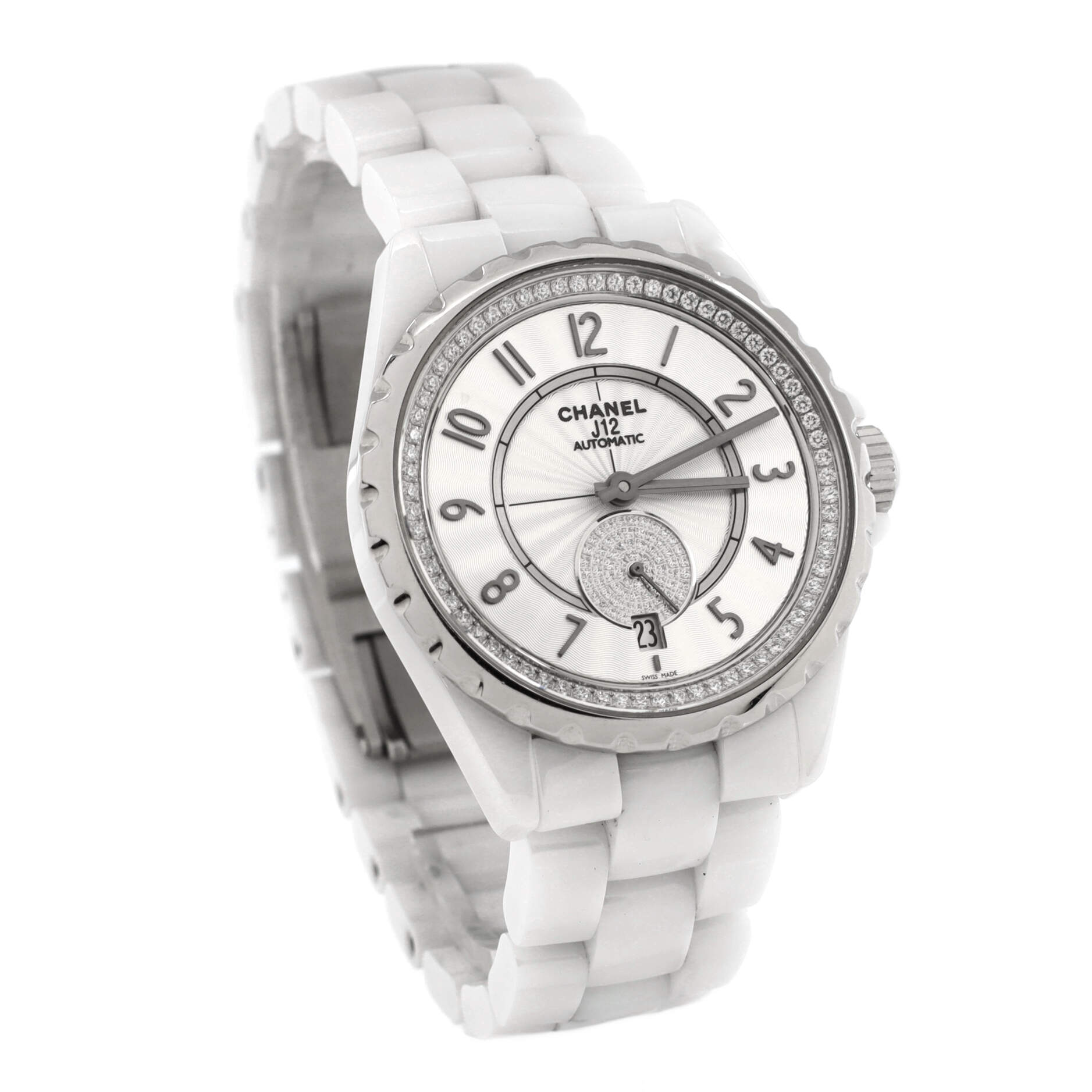 J12-365 Automatic Watch Ceramic and Stainless Steel with Diamond Bezel and Seconds Sub-Dial 36
