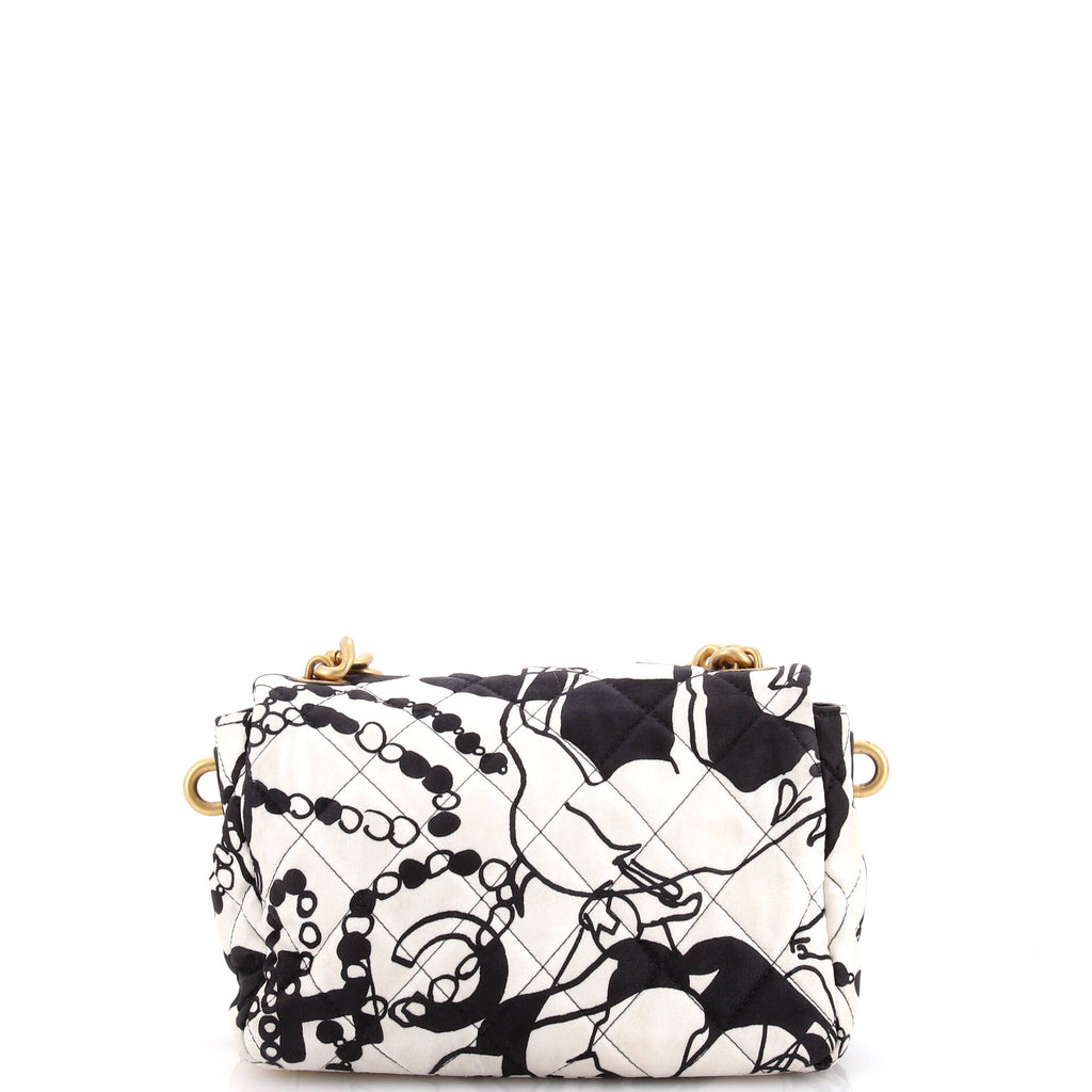 Deer Coco Flap Bag Quilted Printed Canvas Mini