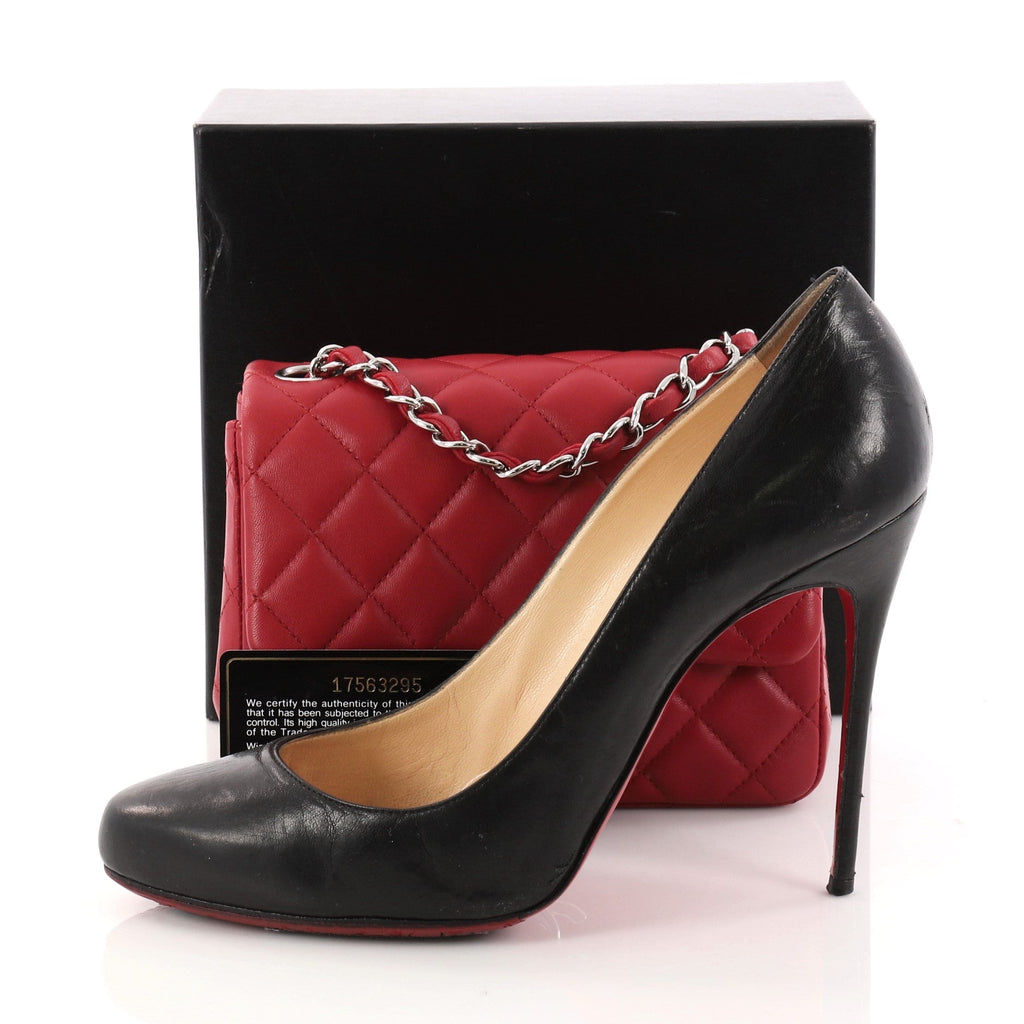 Square Classic Single Flap Bag Quilted Lambskin Mini