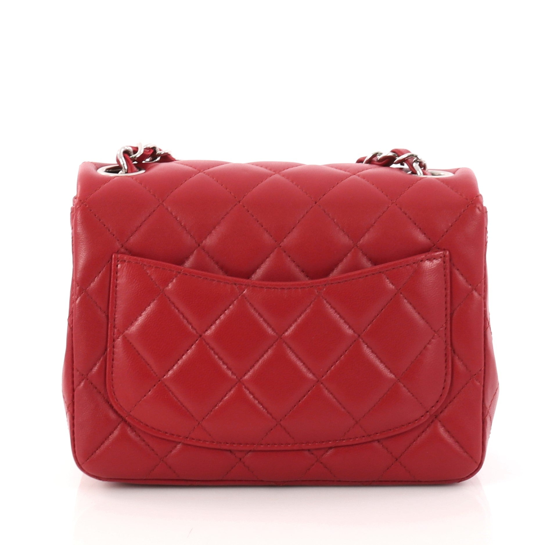 Square Classic Single Flap Bag Quilted Lambskin Mini