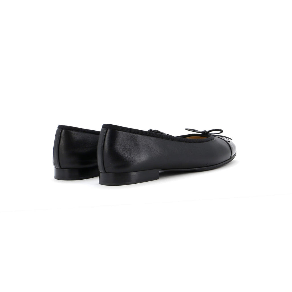 Women's CC Cap Toe Bow Ballerina Flats Leather and Patent