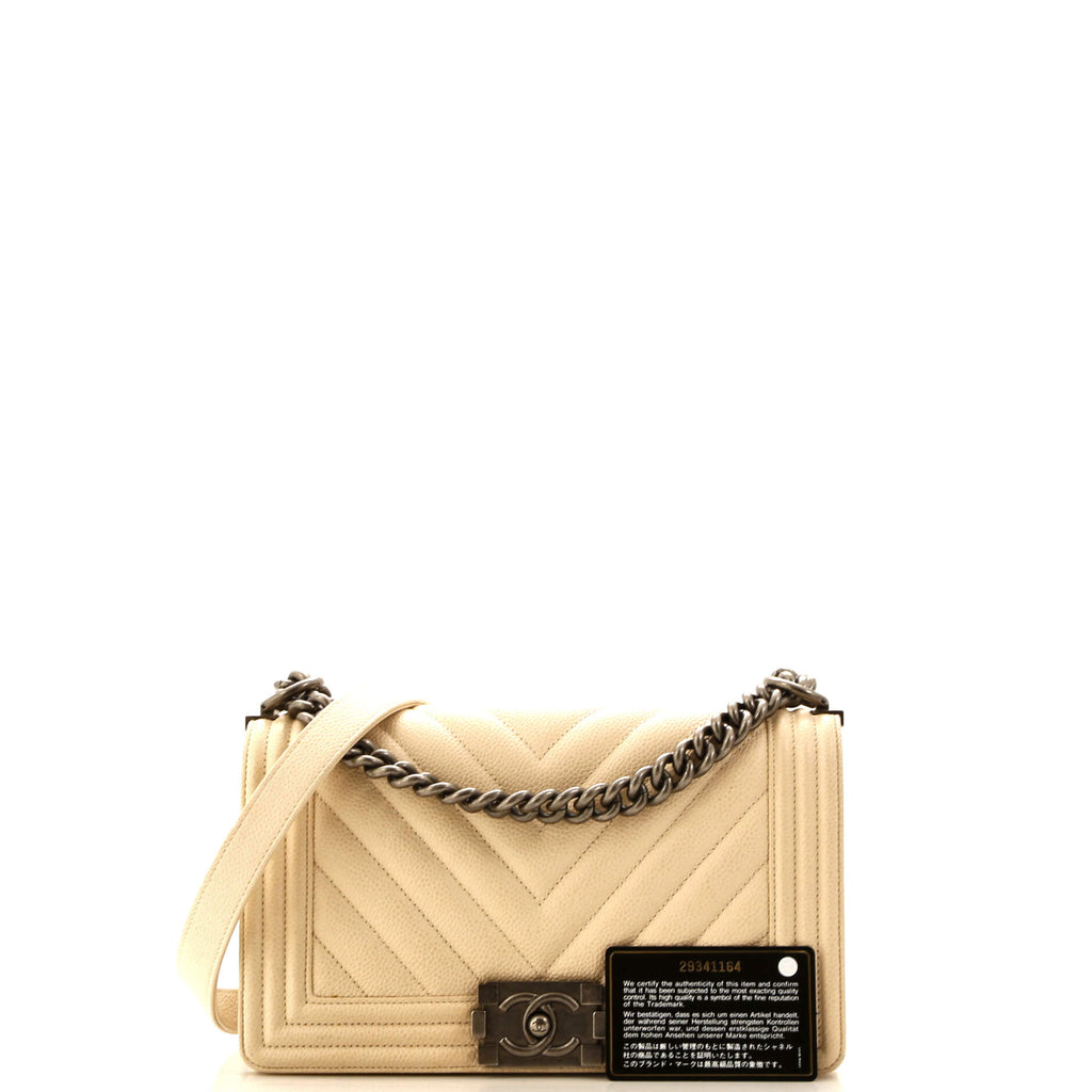 Boy Flap Bag Chevron Caviar Old Medium