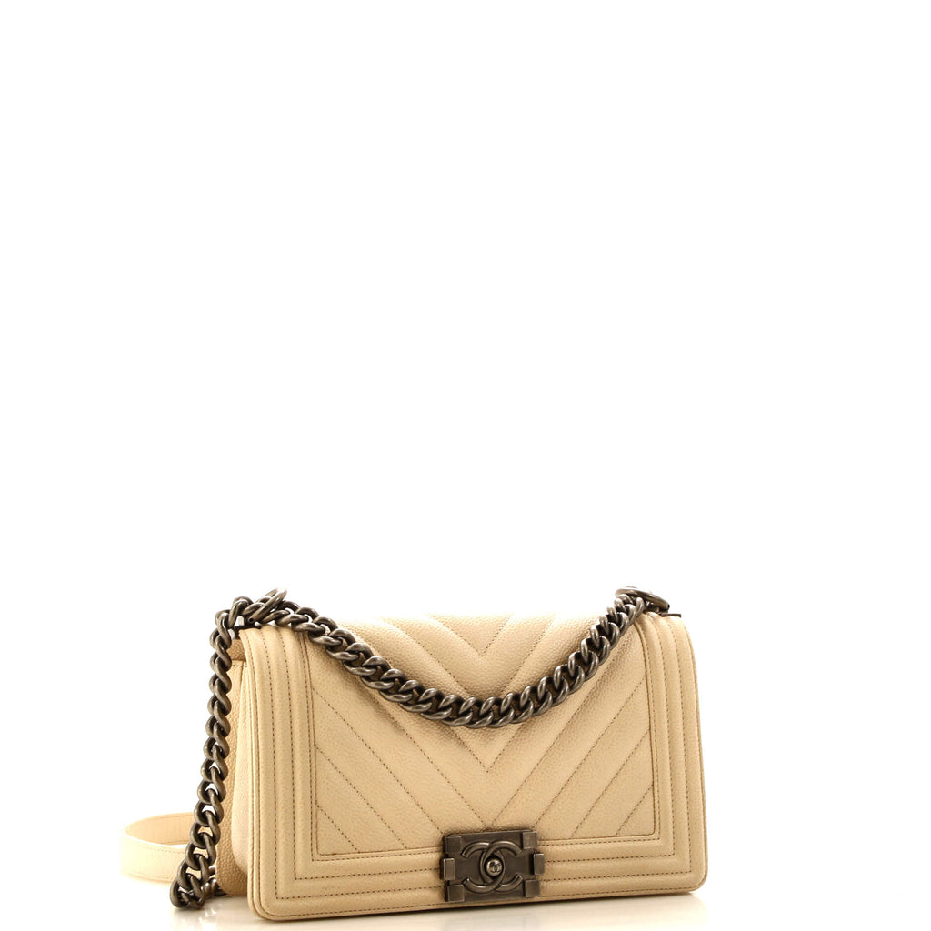 Boy Flap Bag Chevron Caviar Old Medium