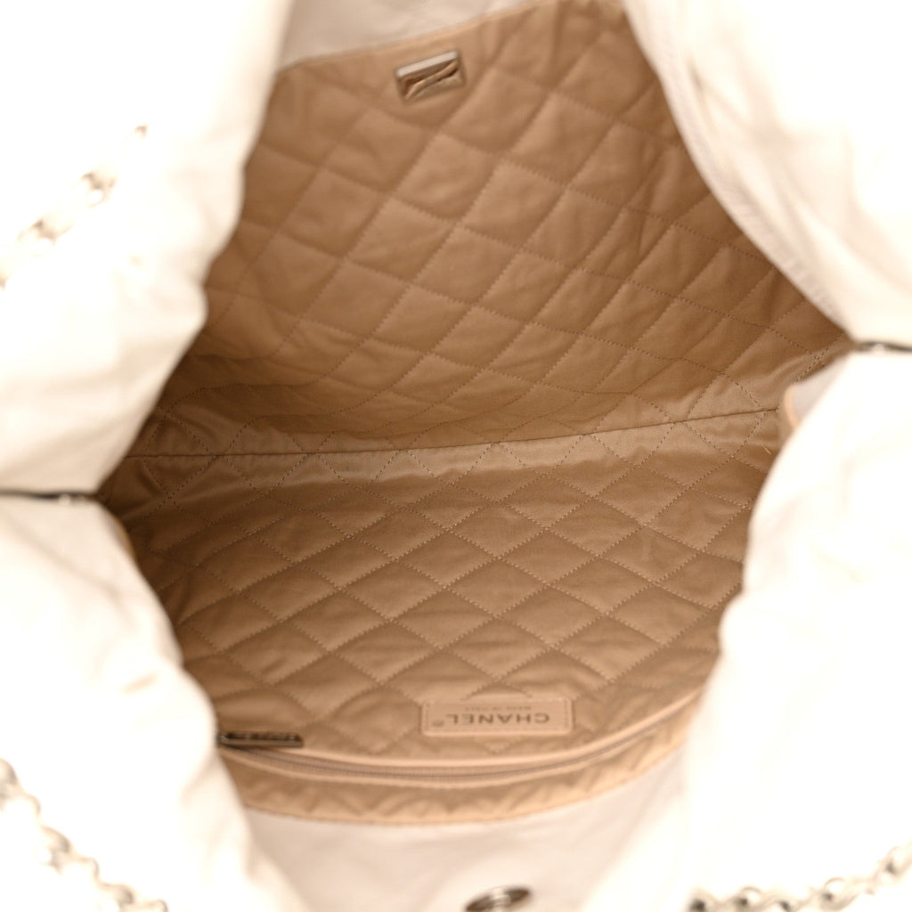 Shiny Calfskin Quilted Small Chanel 22 White