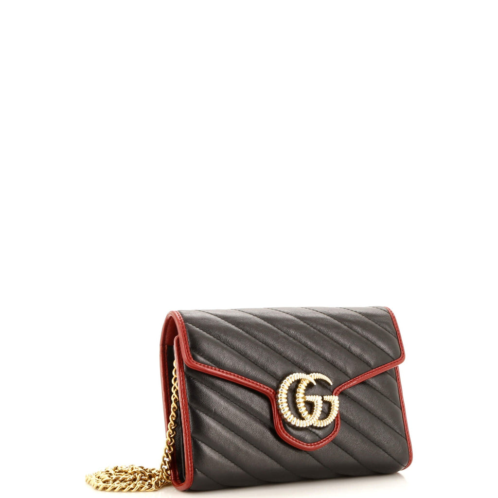 GG Marmont Chain Wallet Diagonal Quilted Leather Mini