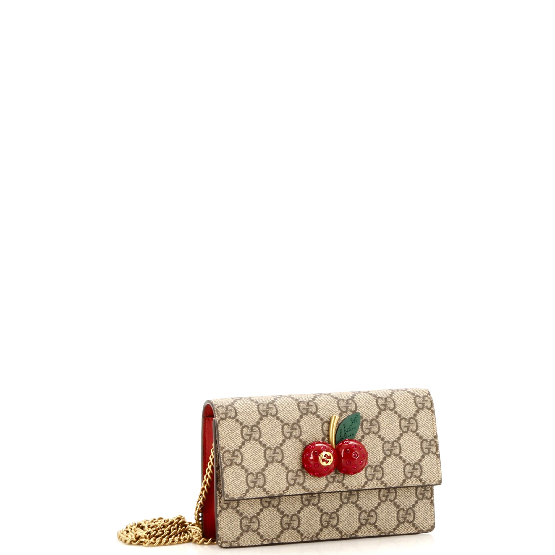 Cherries Wallet on Chain GG Coated Canvas Mini