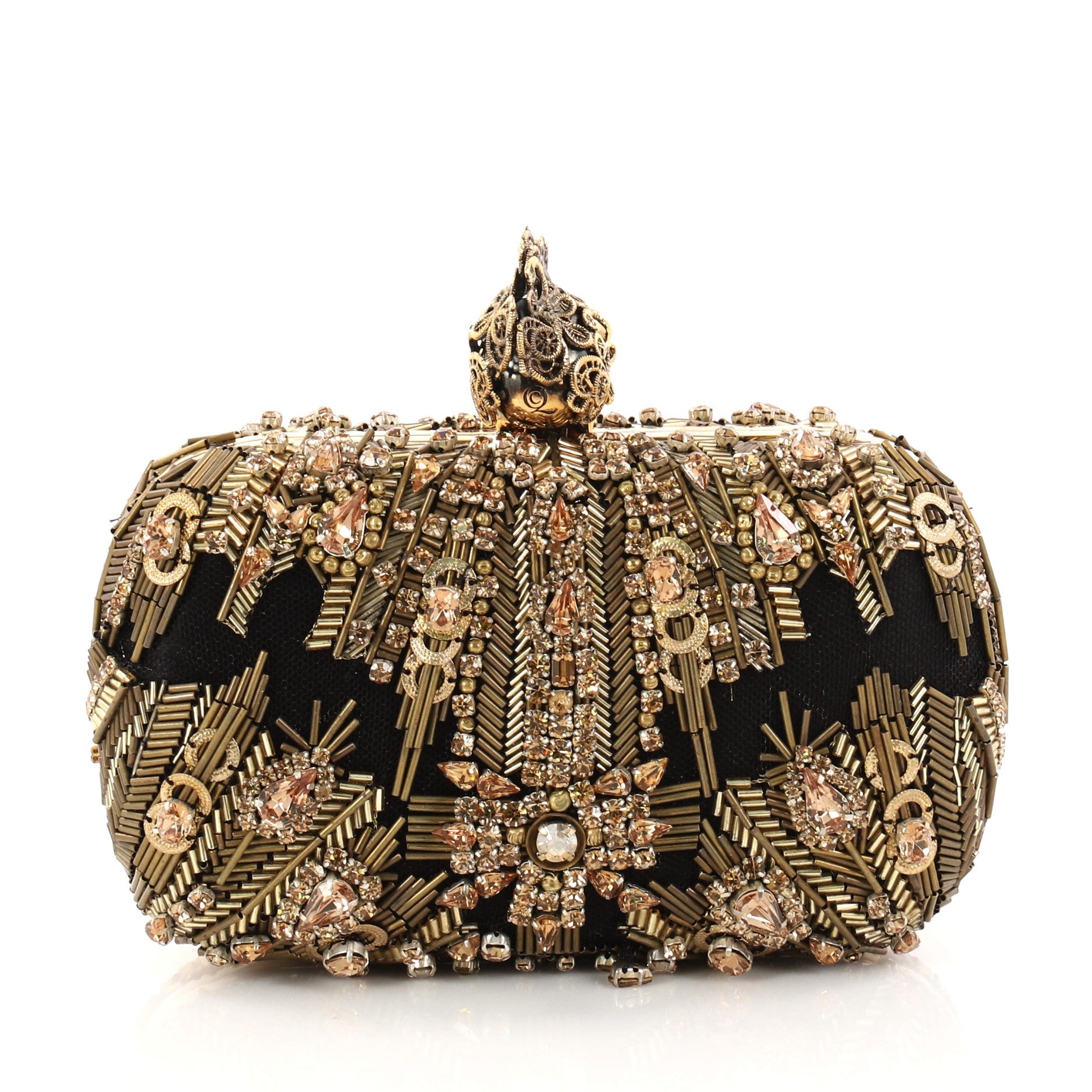 Skull Box Clutch Embellished Mesh