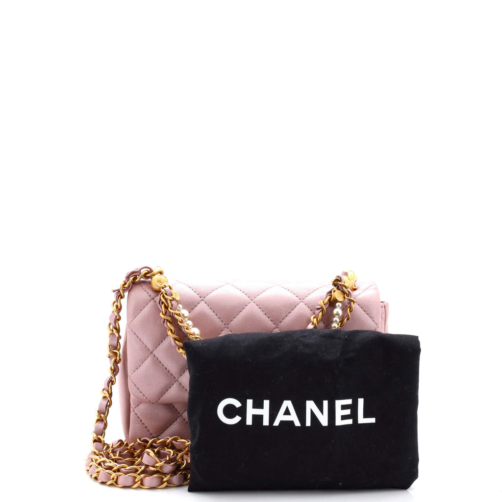 Pearl Twist Single Flap Bag Quilted Shiny Lambskin Mini