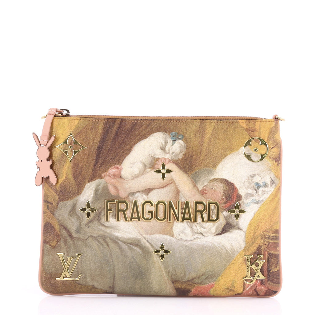 Pochette Clutch Limited Edition Jeff Koons Fragonard Print Canvas