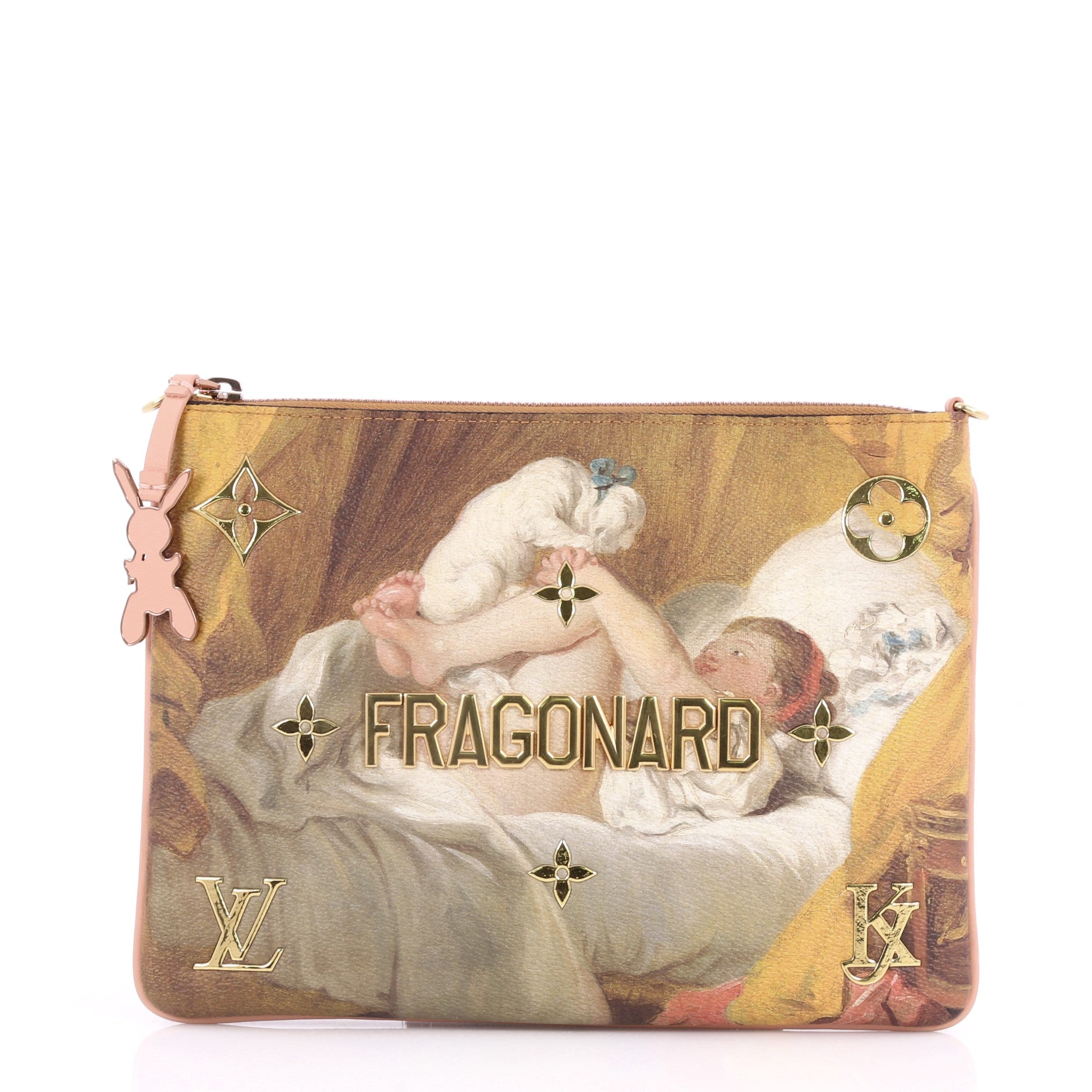Pochette Clutch Limited Edition Jeff Koons Fragonard Print Canvas