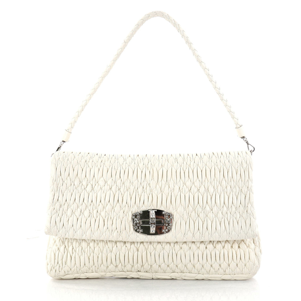Crystal Clutch Matelasse Leather Large