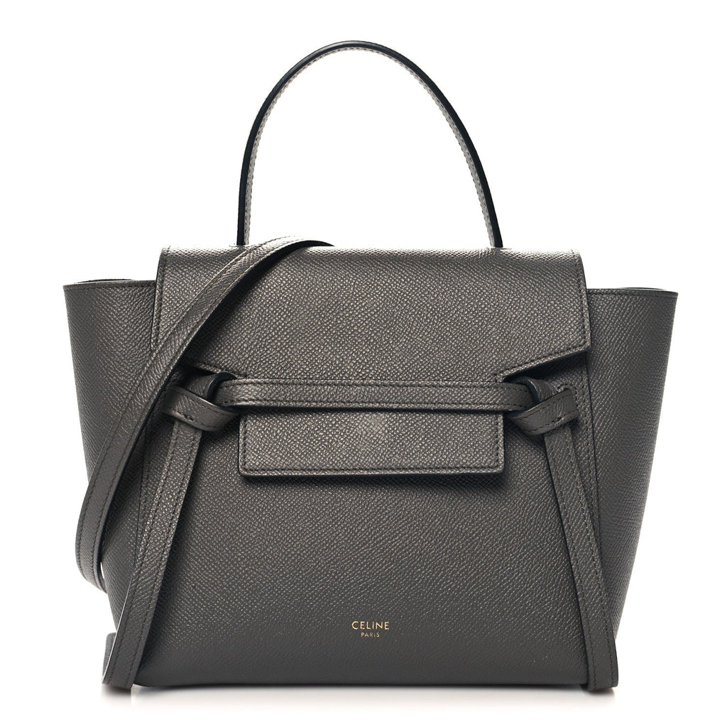 Grained Calfskin Nano Belt Bag Grey