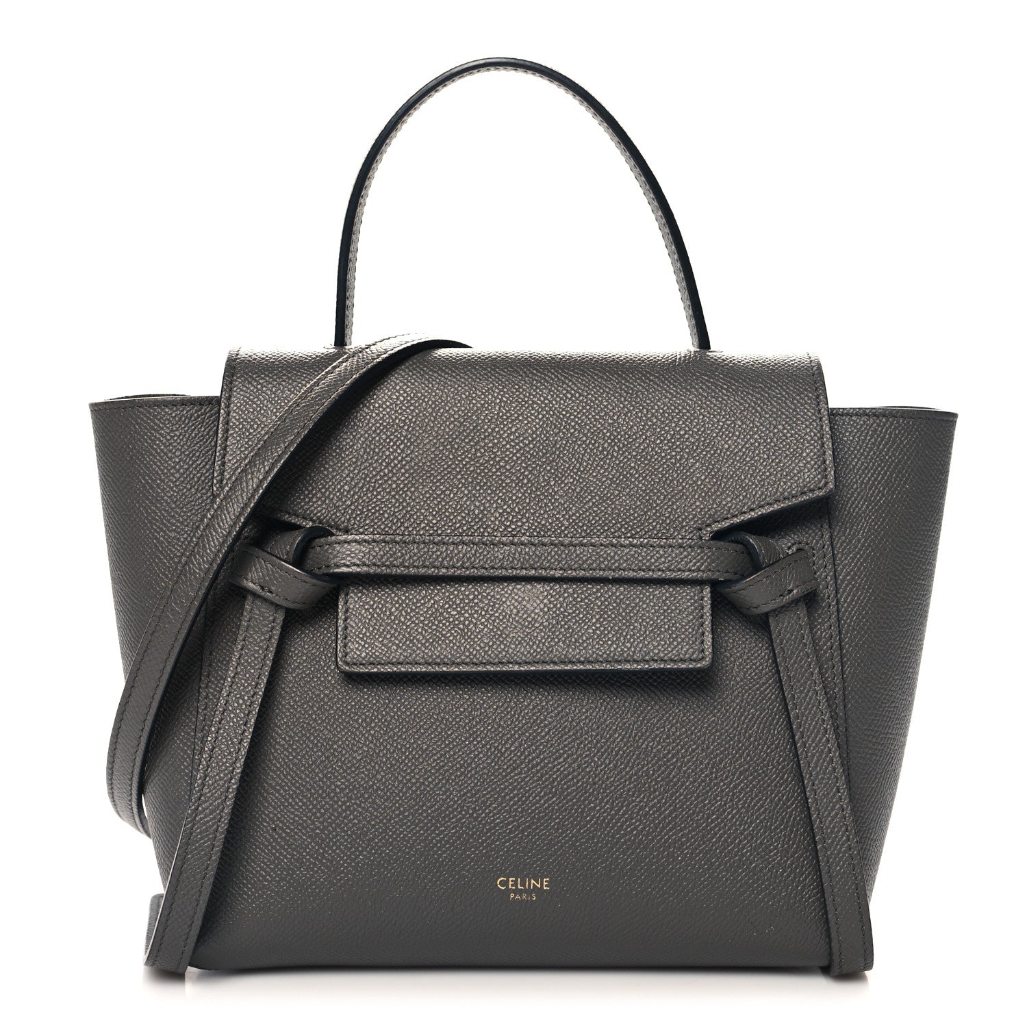 Grained Calfskin Nano Belt Bag Grey
