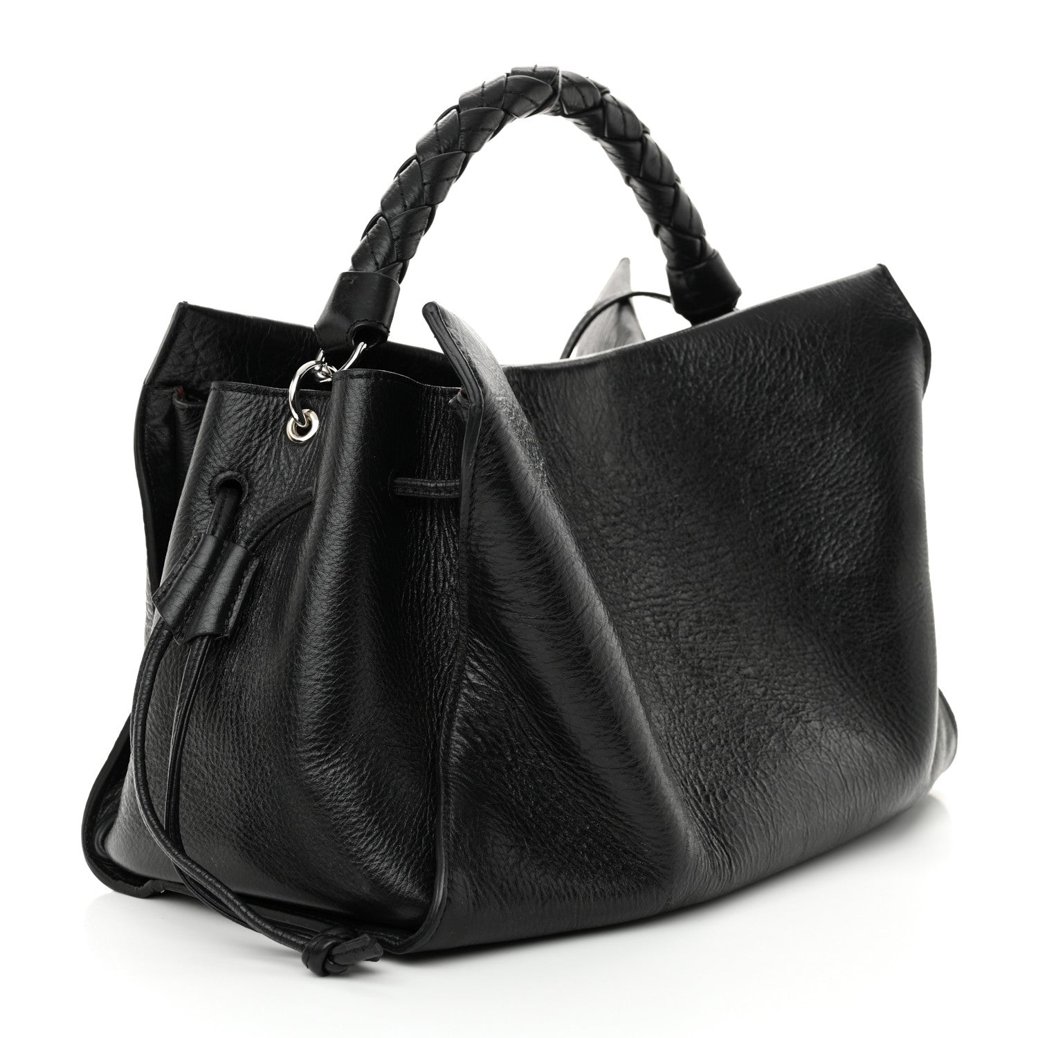 High Shine Calfskin Iris Tote Black