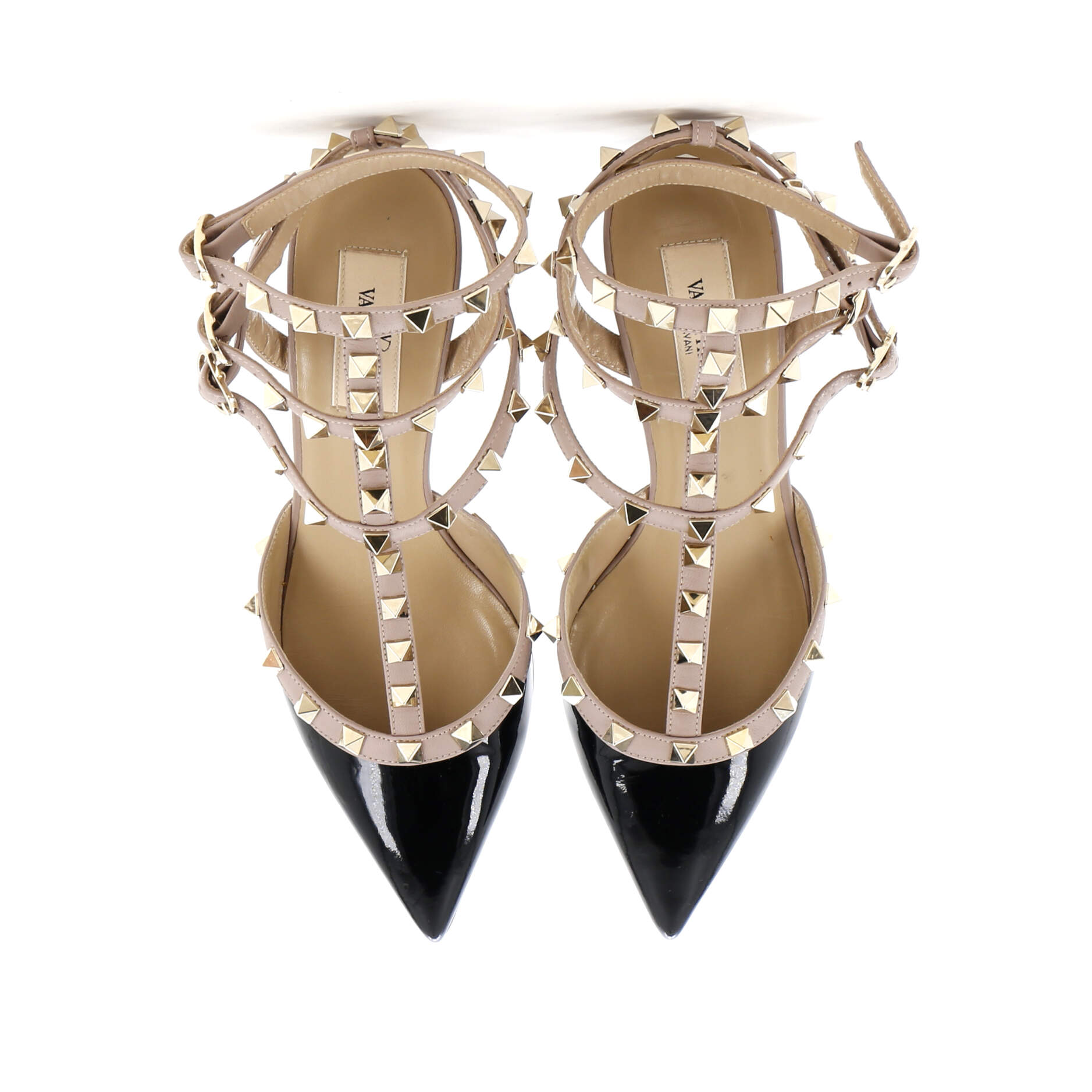Women's Rockstud Caged Ankle Strap Pumps Patent 65