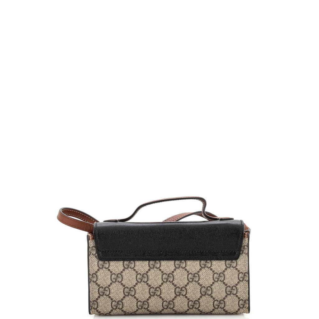 Padlock Top Handle Bag GG Coated Canvas and Leather Mini