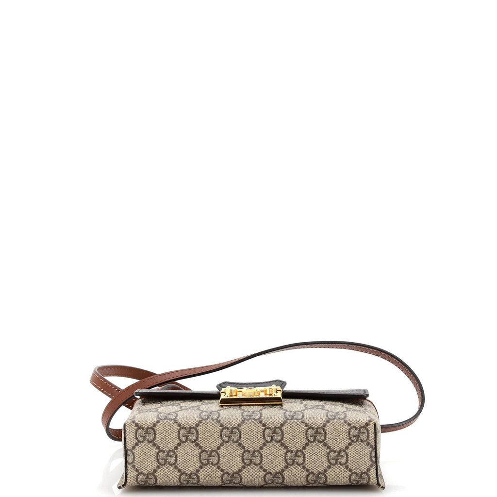 Padlock Top Handle Bag GG Coated Canvas and Leather Mini
