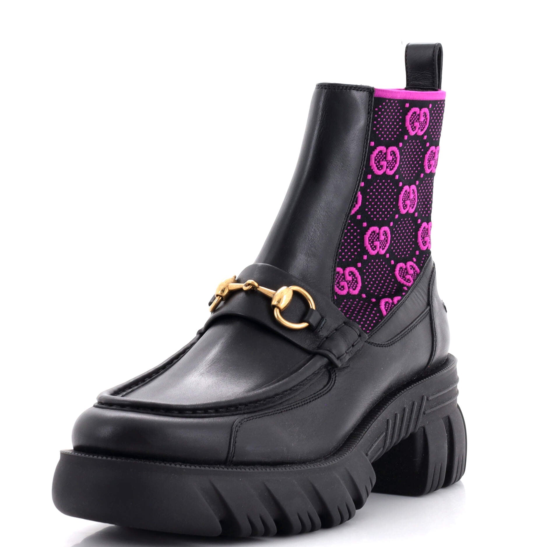 Women's Quebec Horsebit Chelsea Boots Leather with GG Elastic