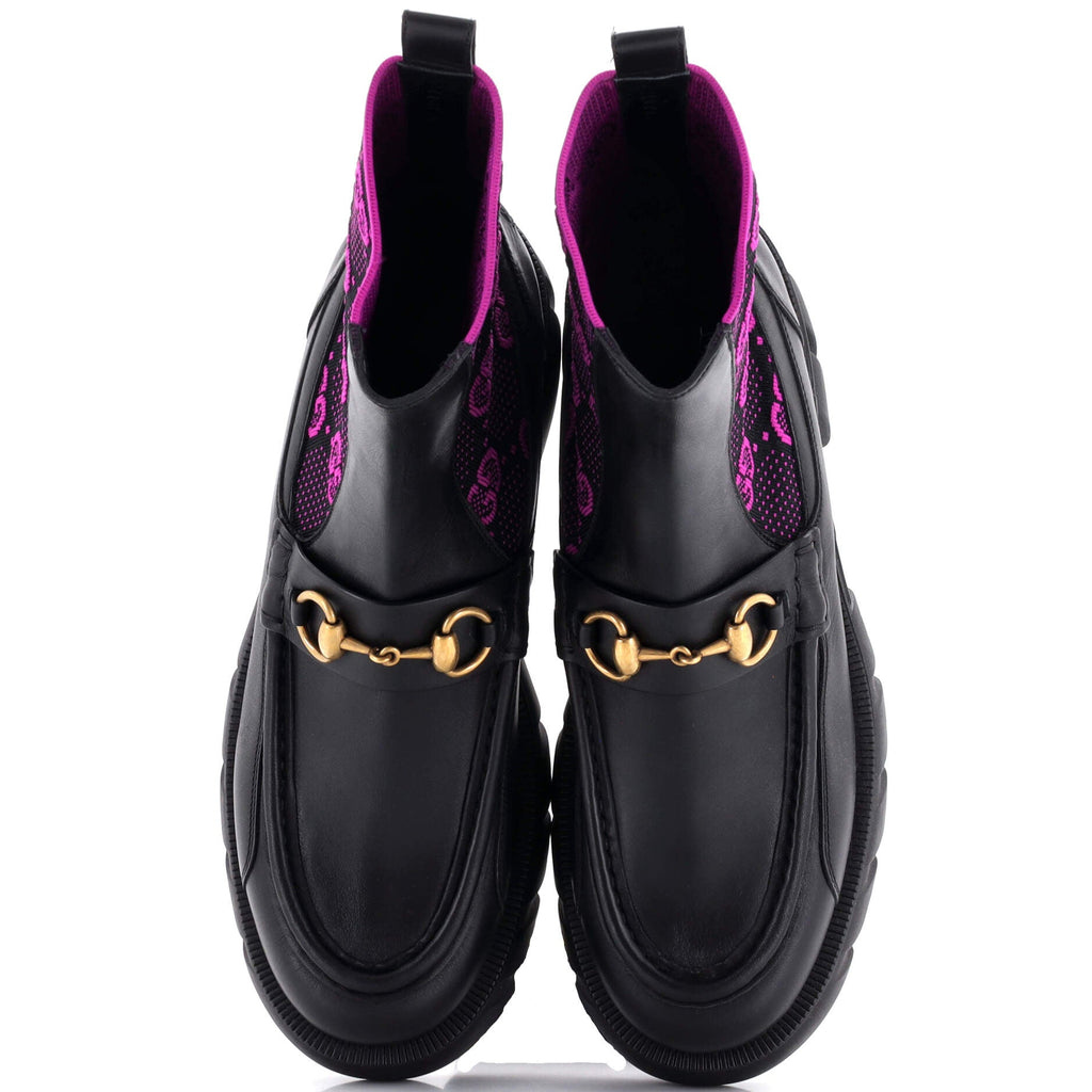 Women's Quebec Horsebit Chelsea Boots Leather with GG Elastic
